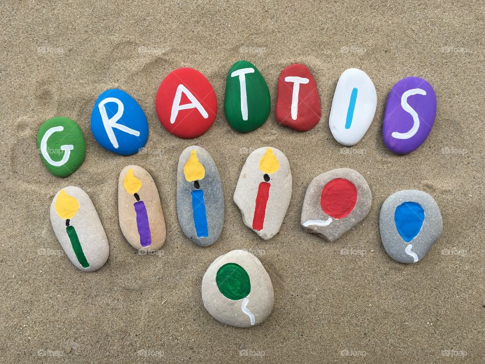 Grattis on colored stones 