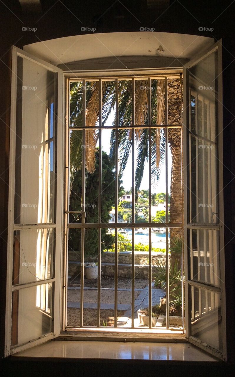 Monastery Window . Taken from inside a monastery at the Island Hvar in Croatia when we was on Vacation there