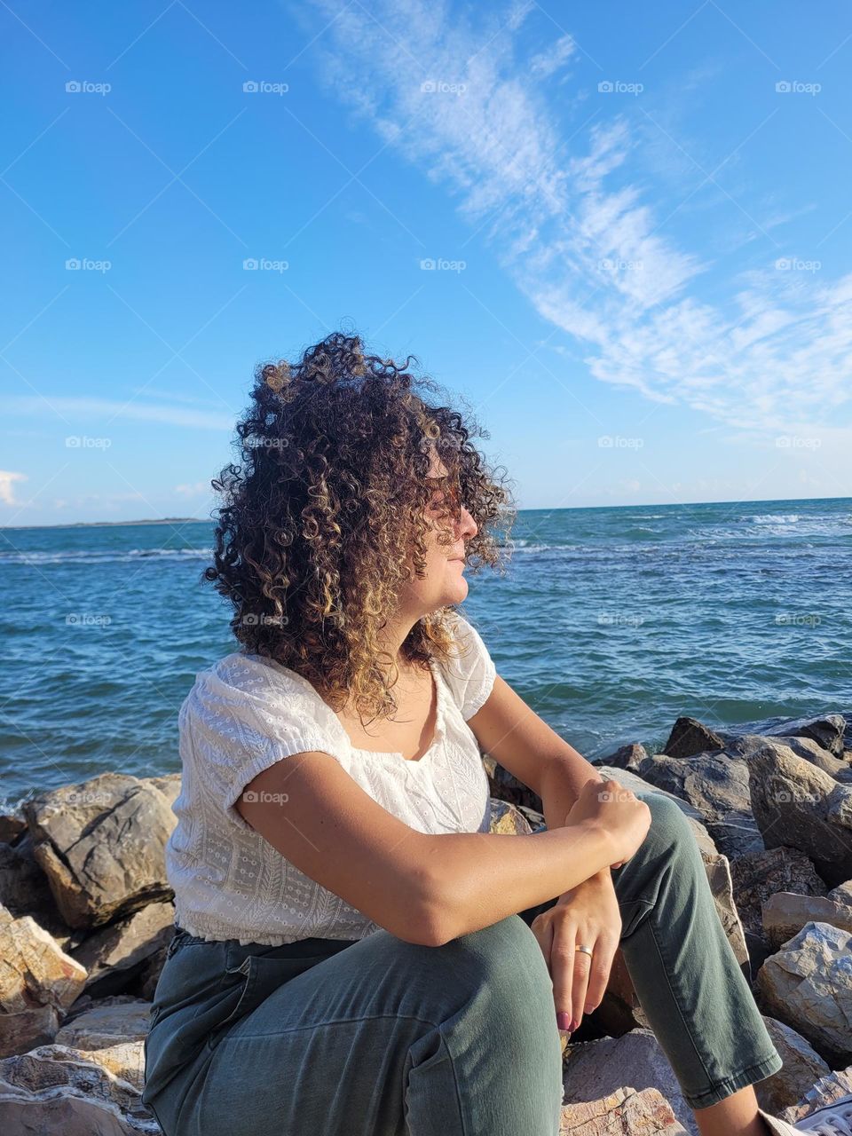 my curly hairs on the seaside