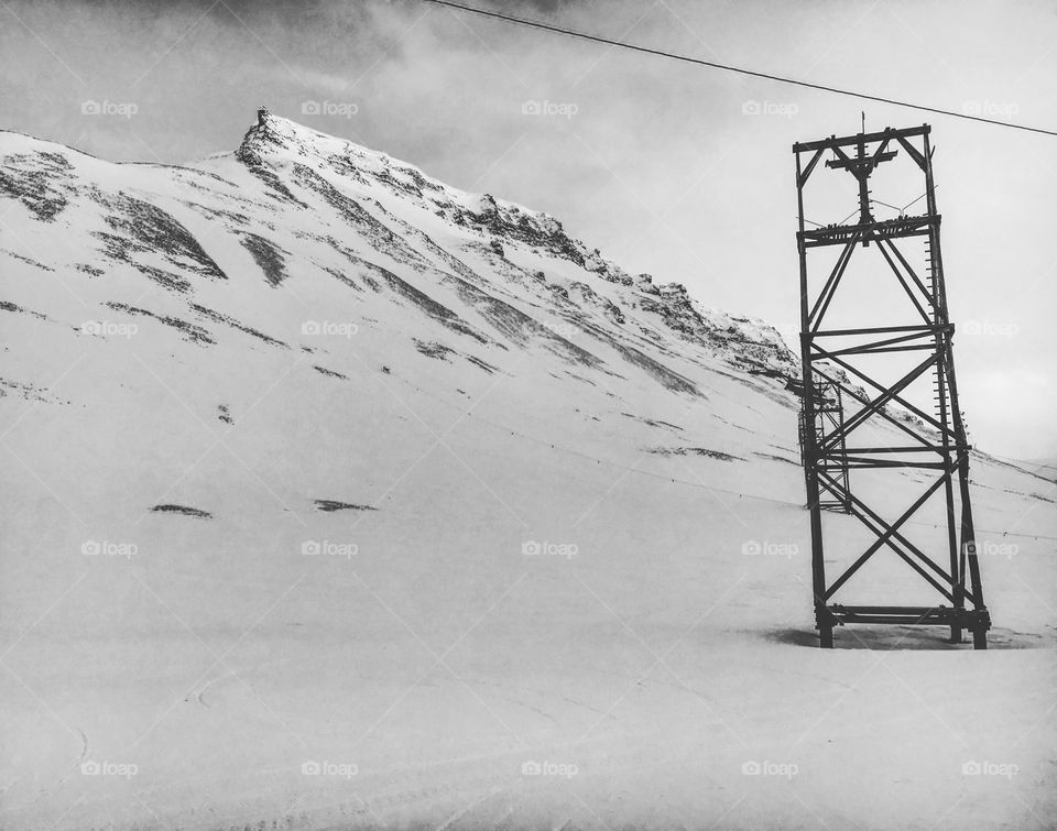 Old mining post on the Svalbard hills 