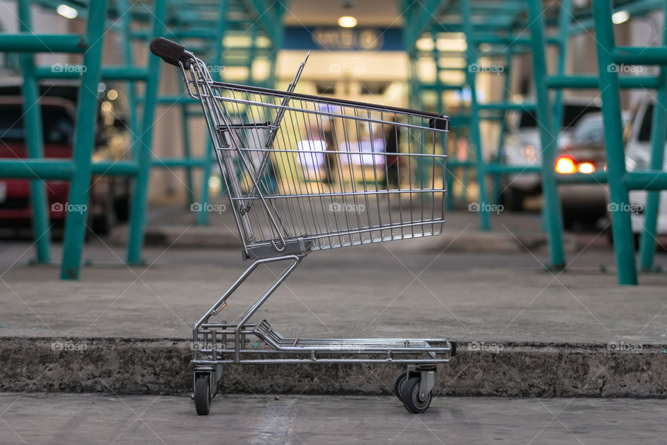 Shopping cart in the parking lot