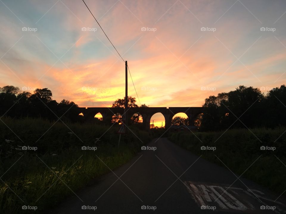 Beautiful bridge and sunset 