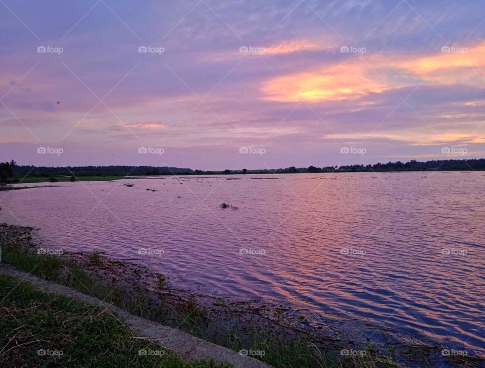 best scenery of nature with coloured sunset image