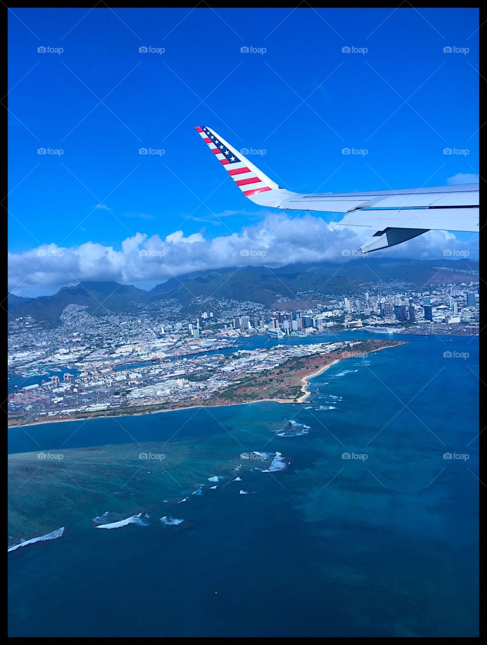 Plane over Hawaii Islands.