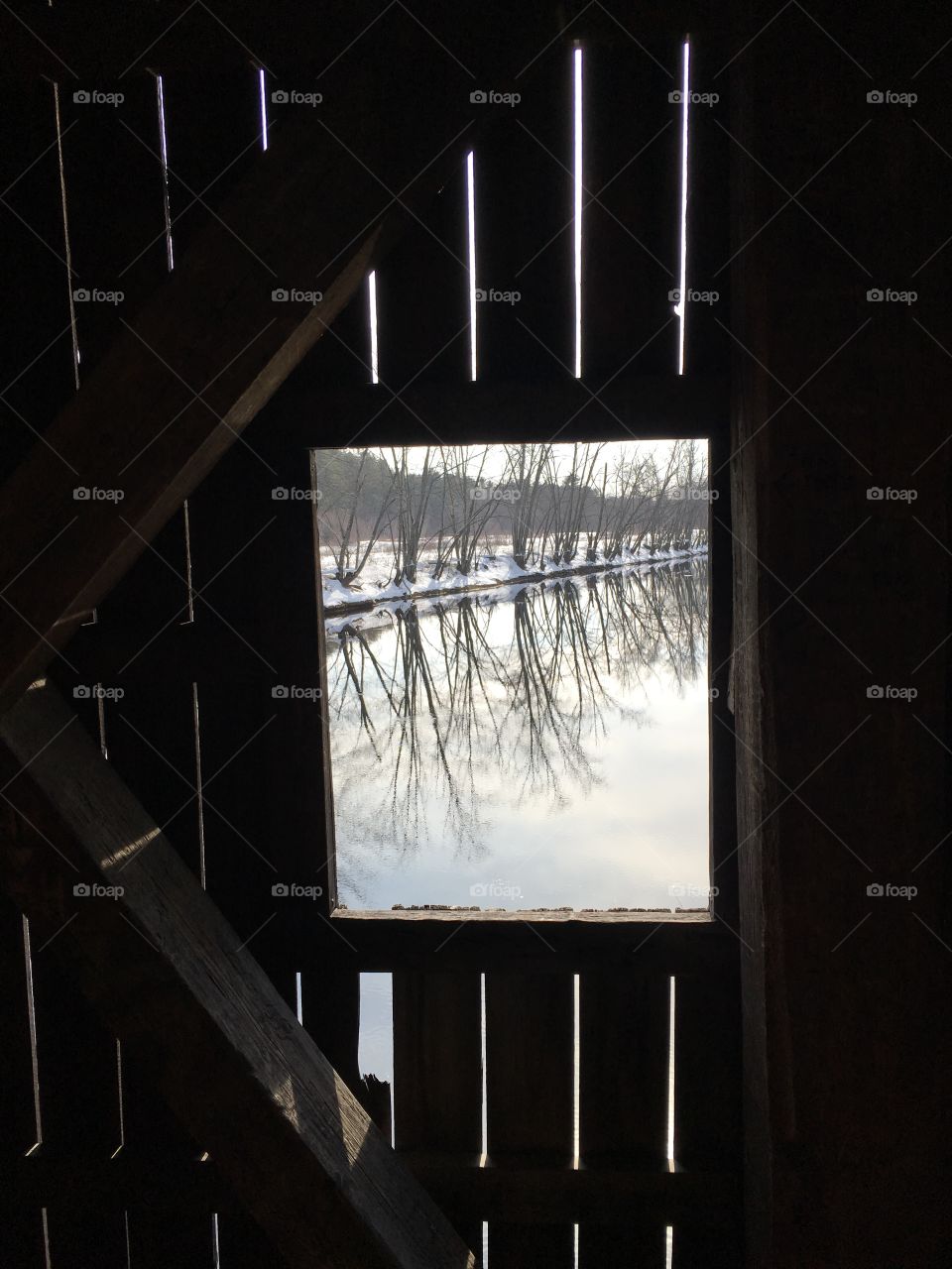 Looking through the window of the bridge 