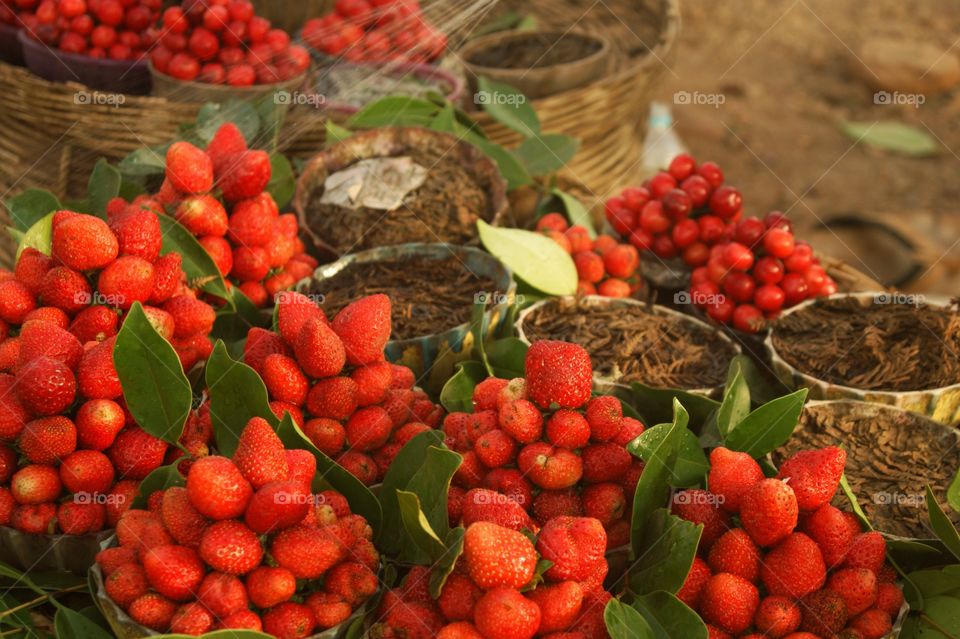 Close-up of red strawberries