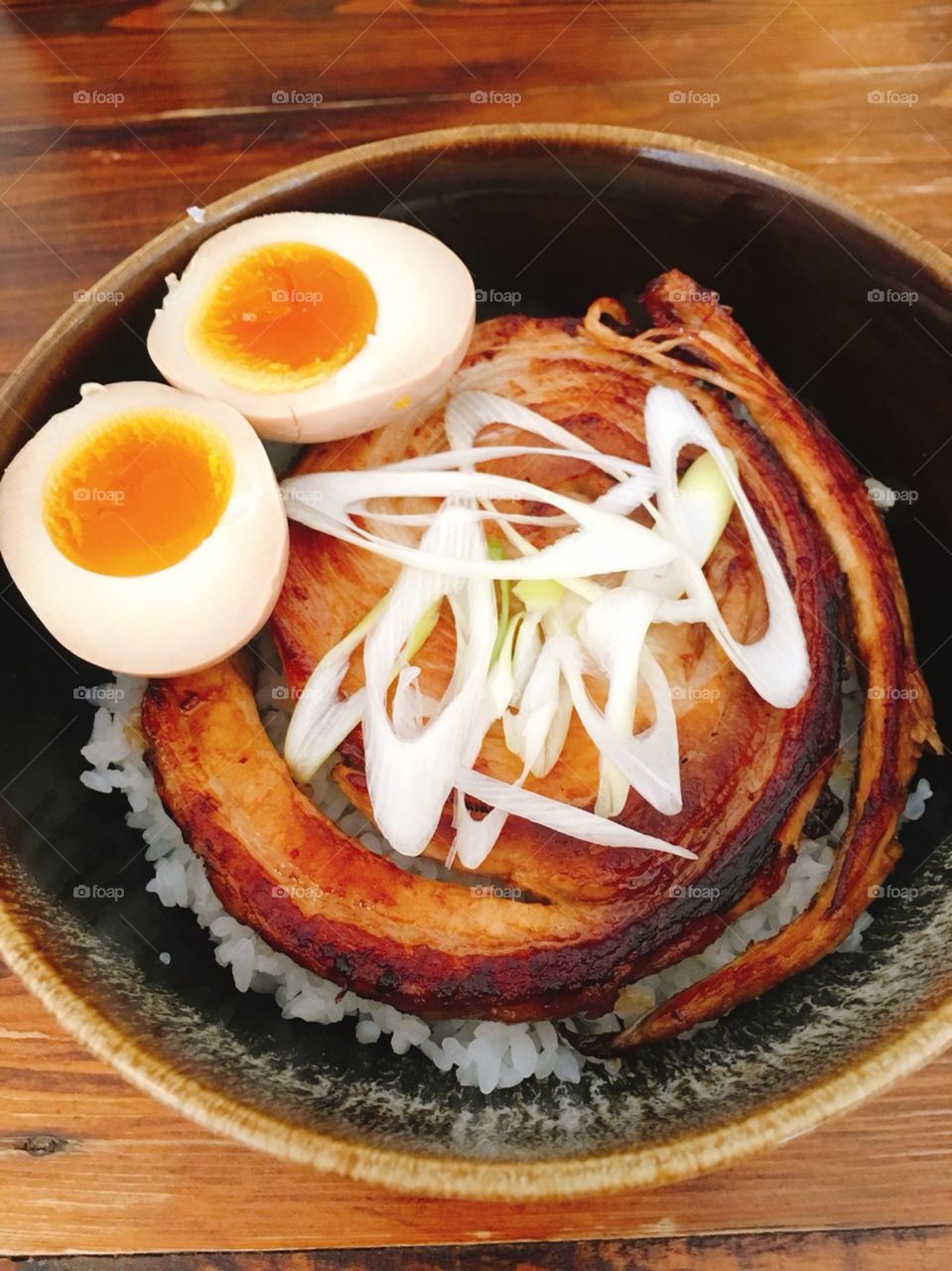 Japanese Pork Sashi with Boiled Egg.
