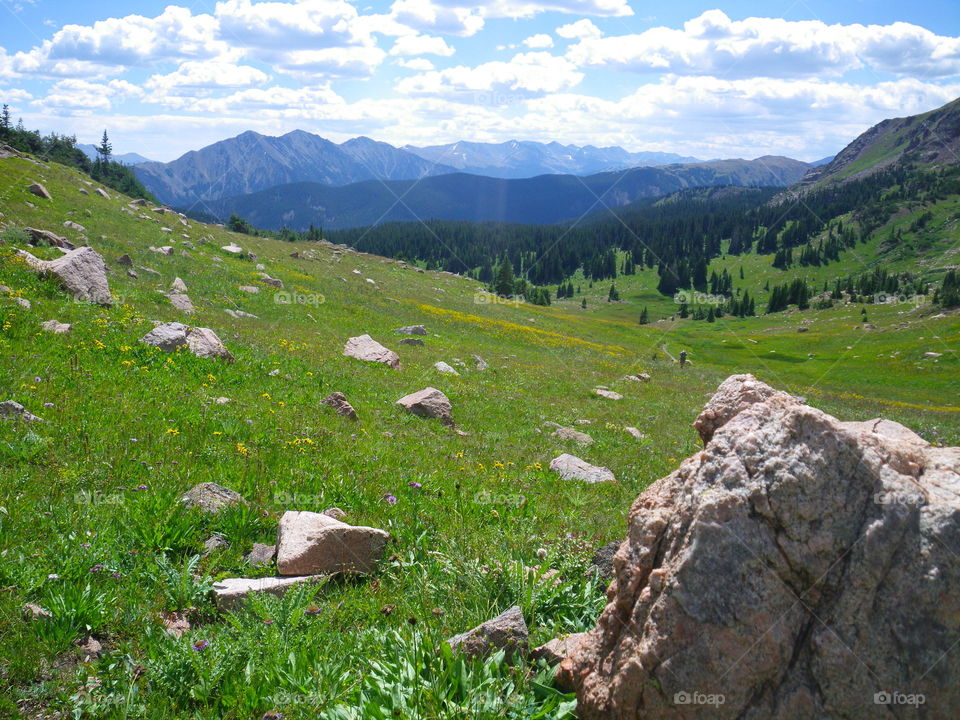 Hiking in the summer in the mountains of Colorado 