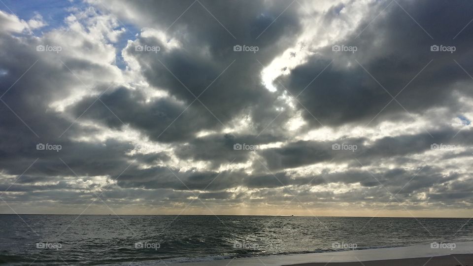 Stormy sky over beach in Long Island