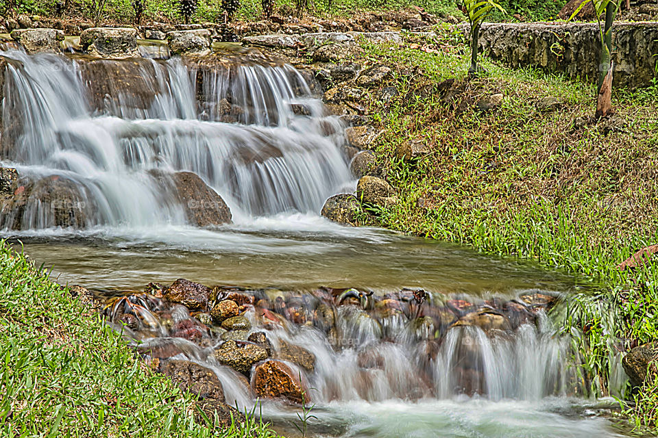 Scenic view of waterfall