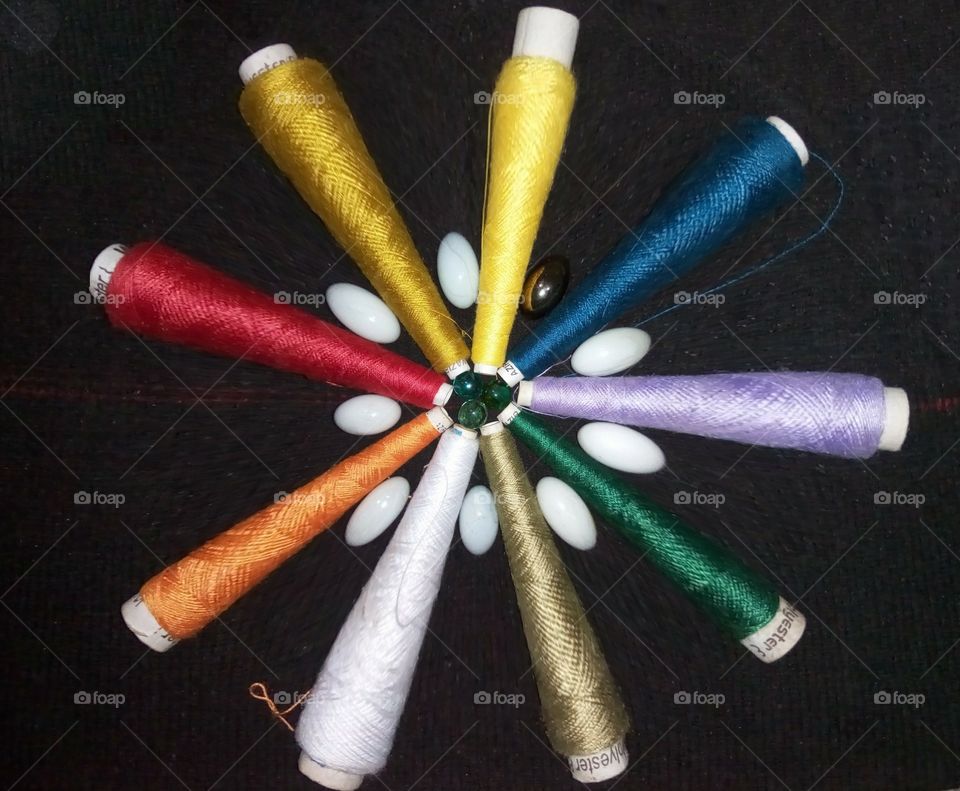 Multicolored Threads with white marble