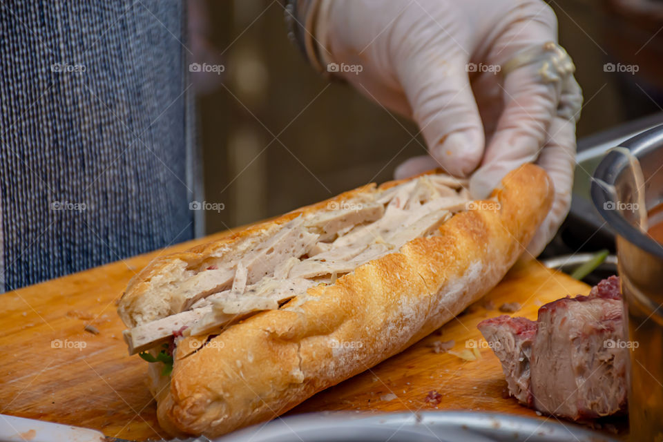 sandwich, baguette, bread, food, healthy, tomato, meal, delicious, vegetable, salad