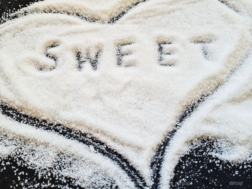 written sweet with sugar