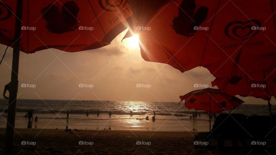 sun shine in the beach