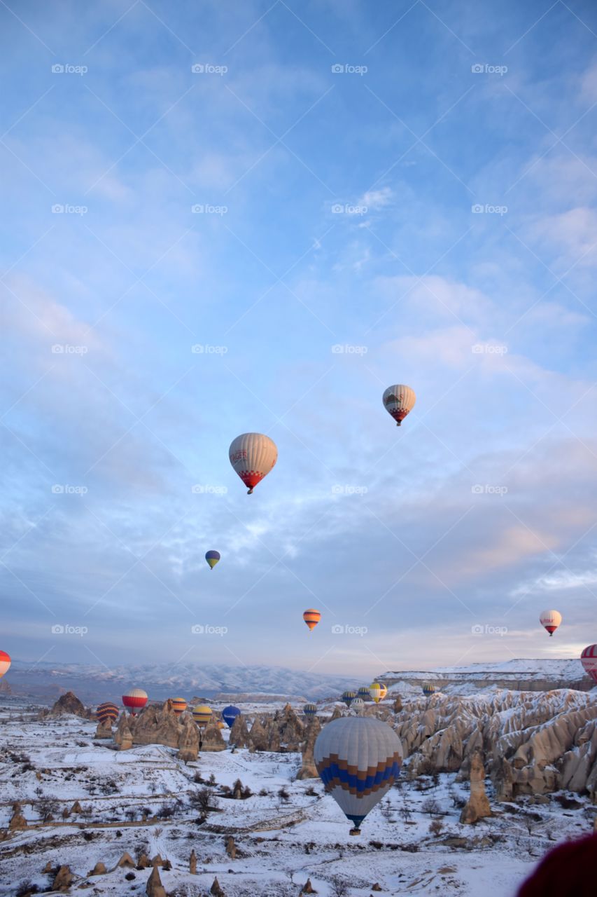 Hot Air Balloon flight at sun rise, cappadocia, turkey