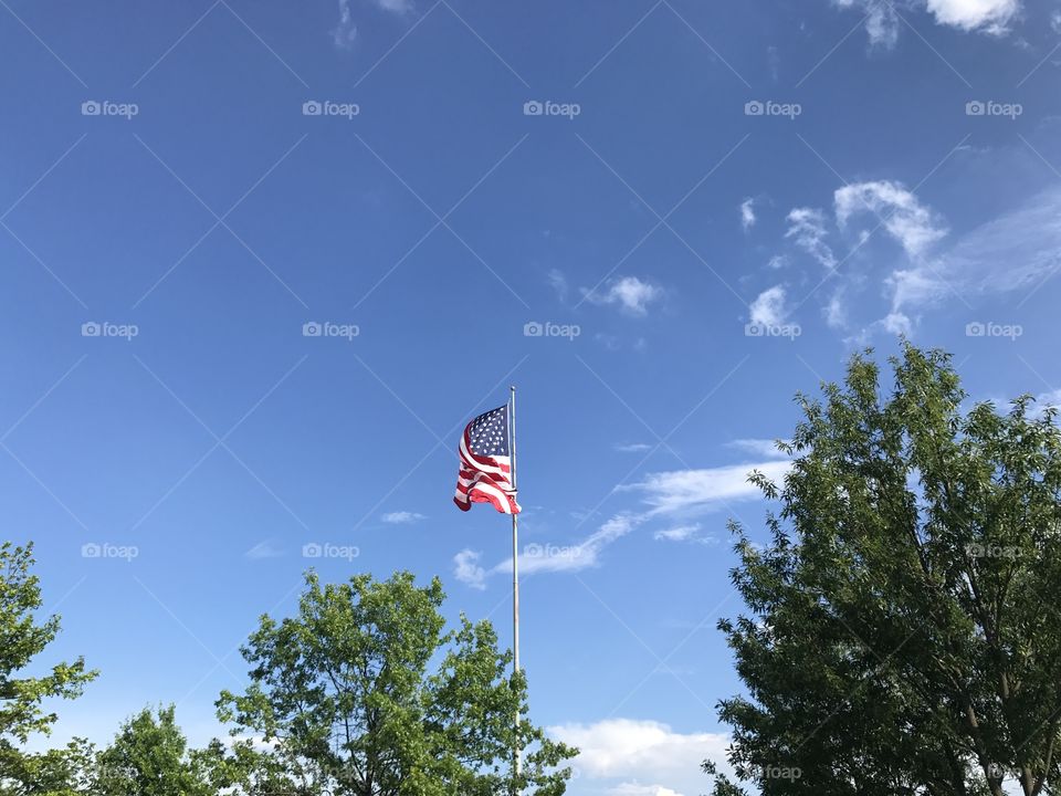 Giant American flag waving over Crofton, MAryland