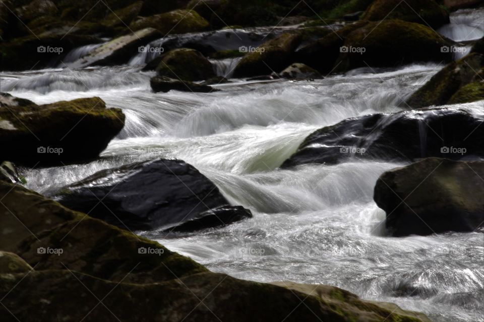 East Lyn river in black and white