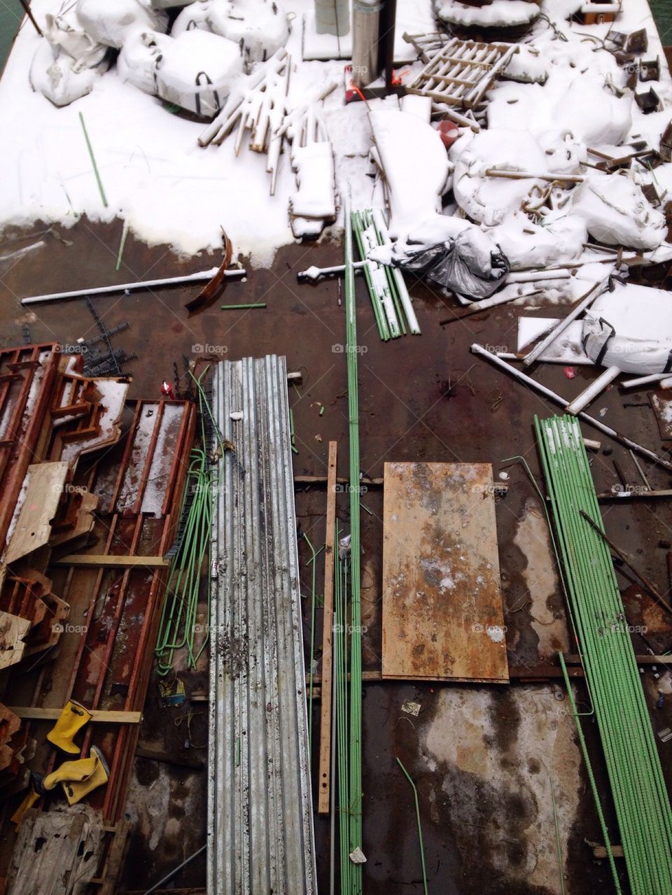 Debris on Frozen barge