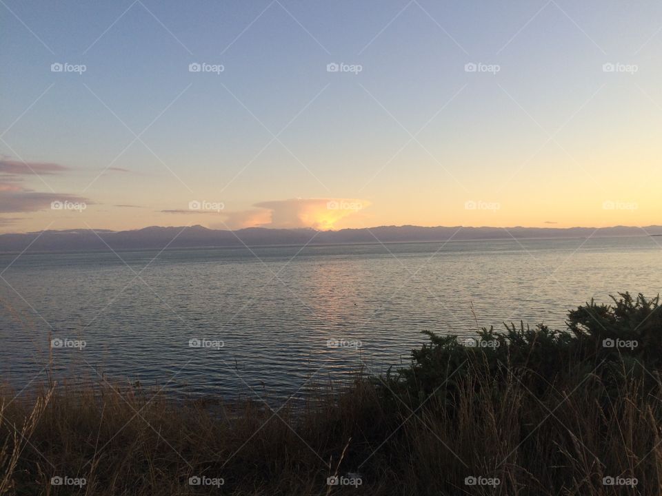 Scenic view of a sea at sunset