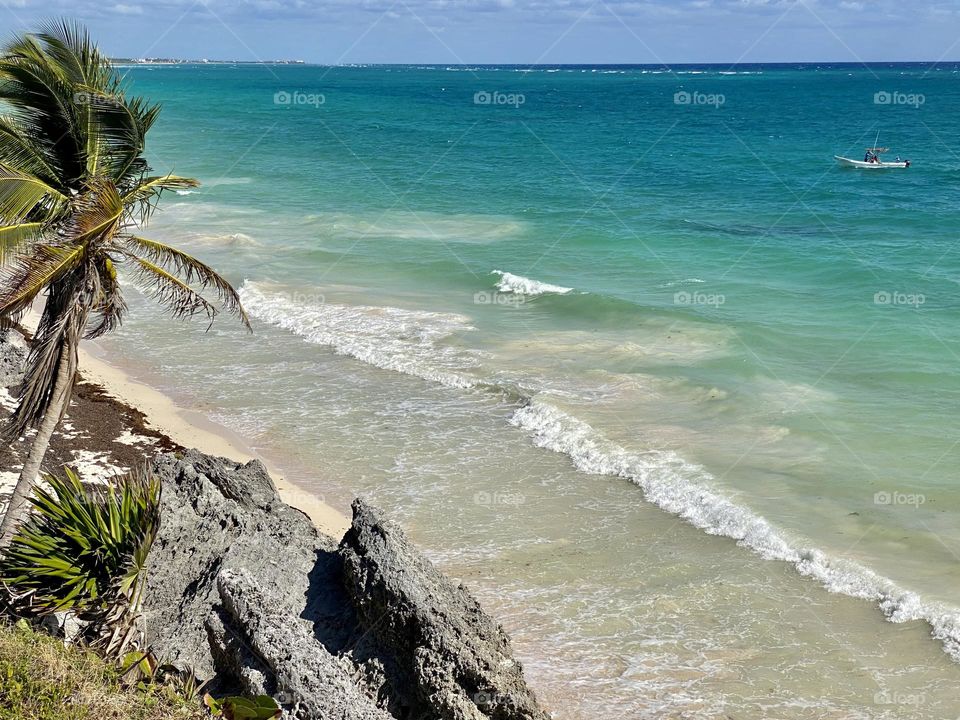 Looking out over the Caribbean from the top of a cliff