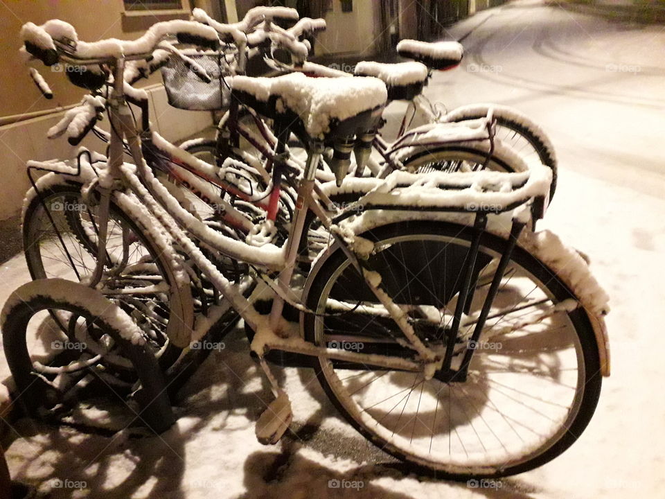 ..bicycles under the snow..