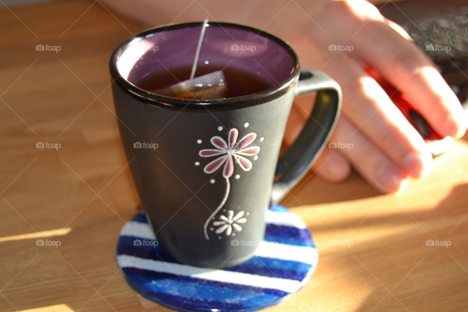 A cup of tea while working.