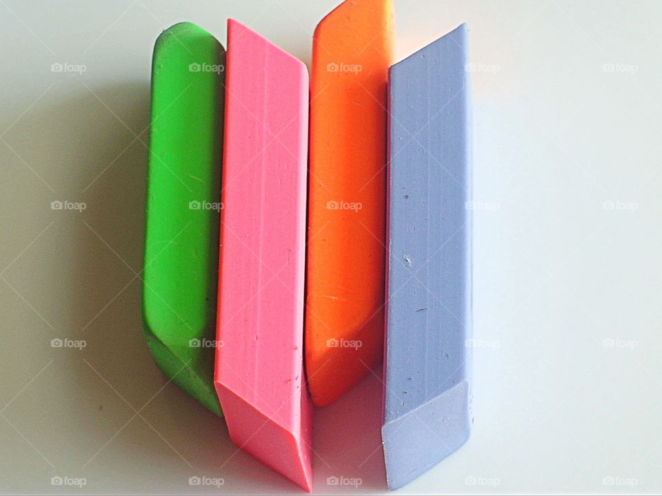 Neon rubber erasers