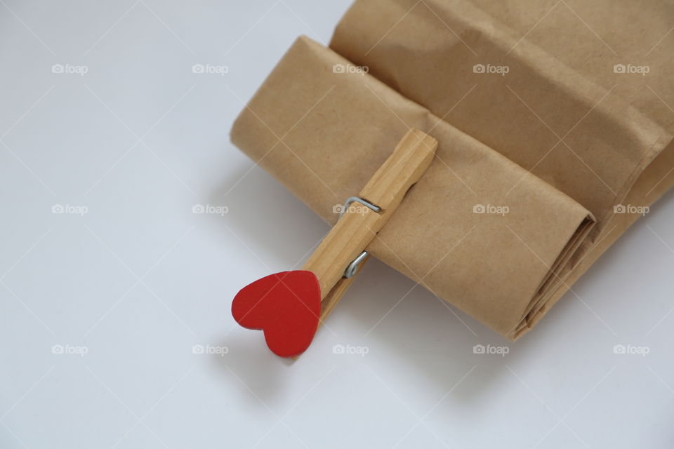 Valentine day gift box on white background 