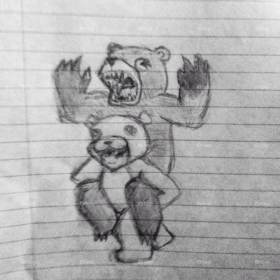 drawing bear piggy back handmade by jalexandria
