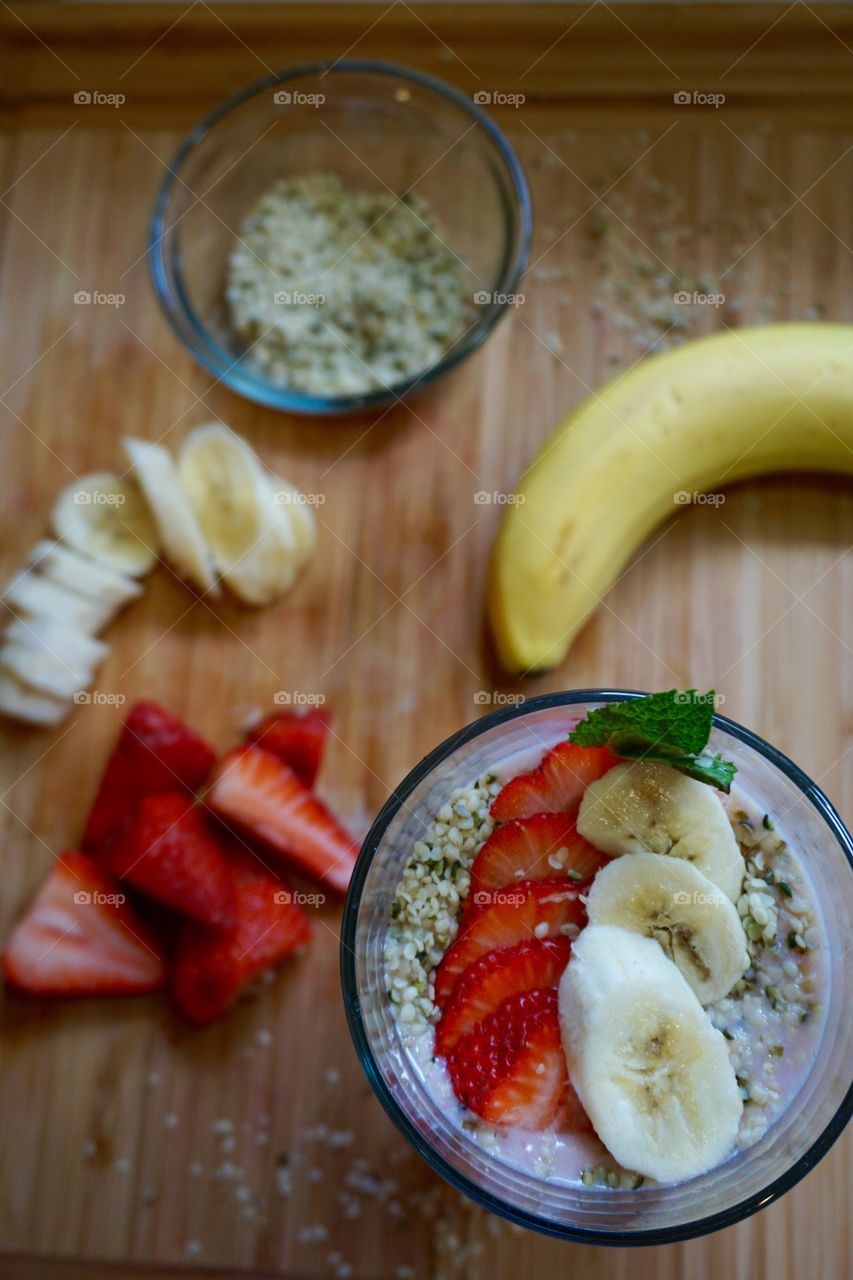 Strawberry banana hemp smoothie