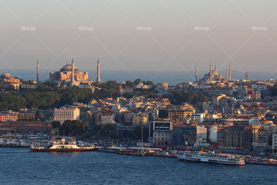 istanbul at sunset. cityscape of istanbul at sunset