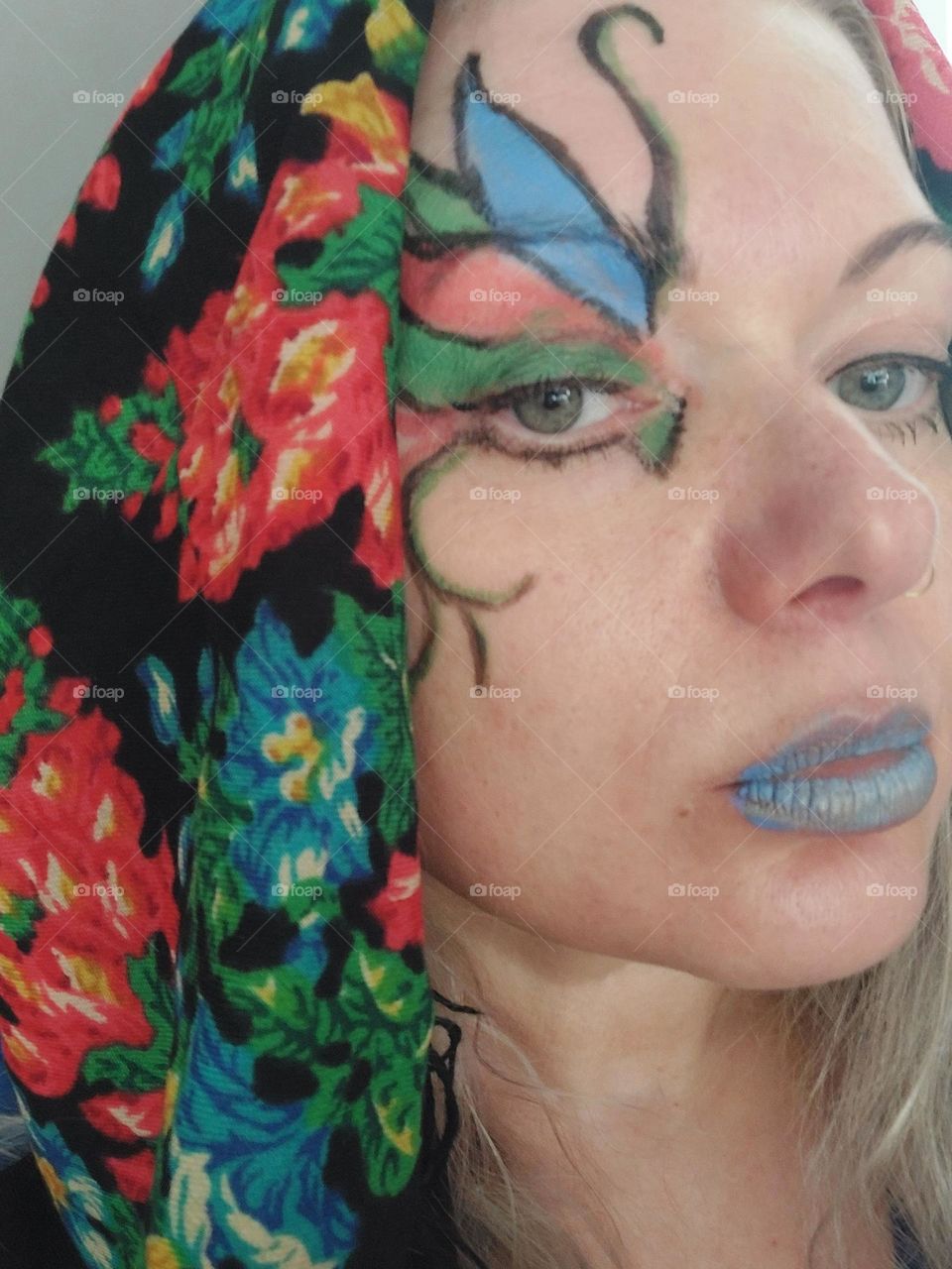 art on woman's face