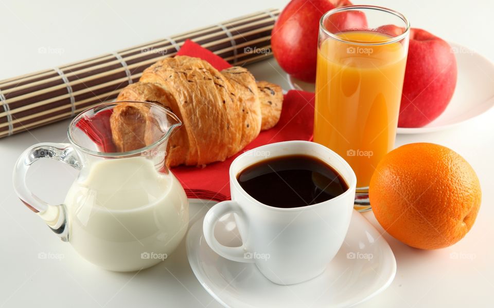 Coffee and fruit juice
