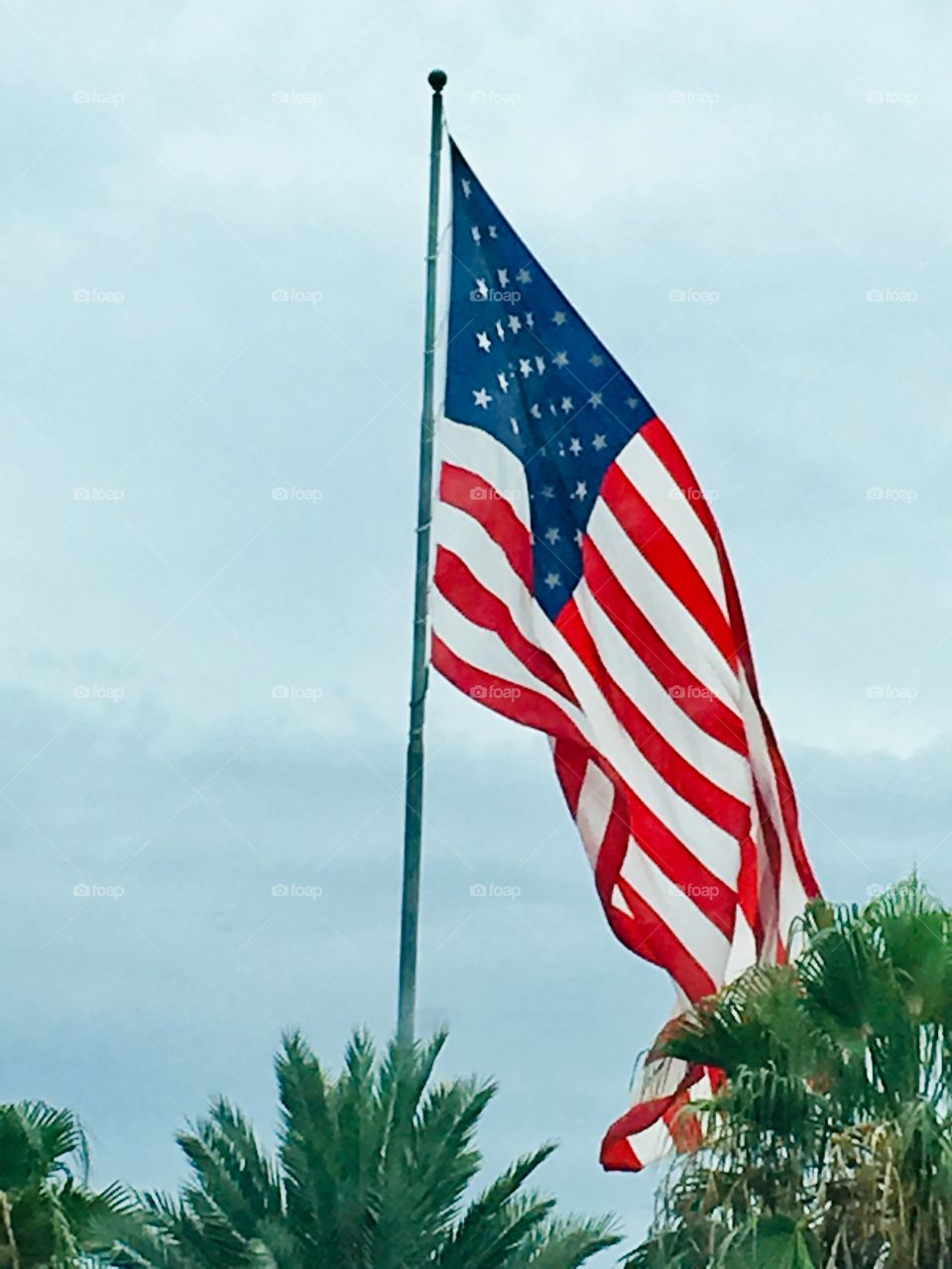American flag waving in the wind 