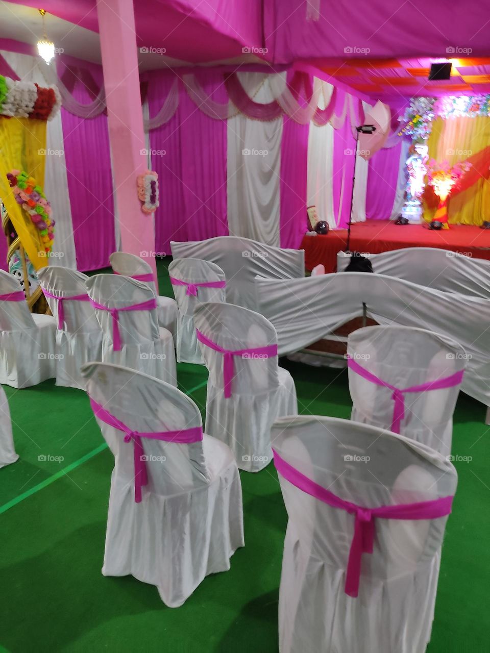 Arrangement of chairs for the ceremony.