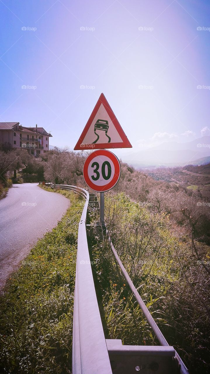 Danger signal on italian road