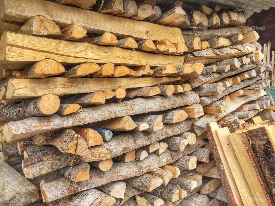 Stacked wooden logs