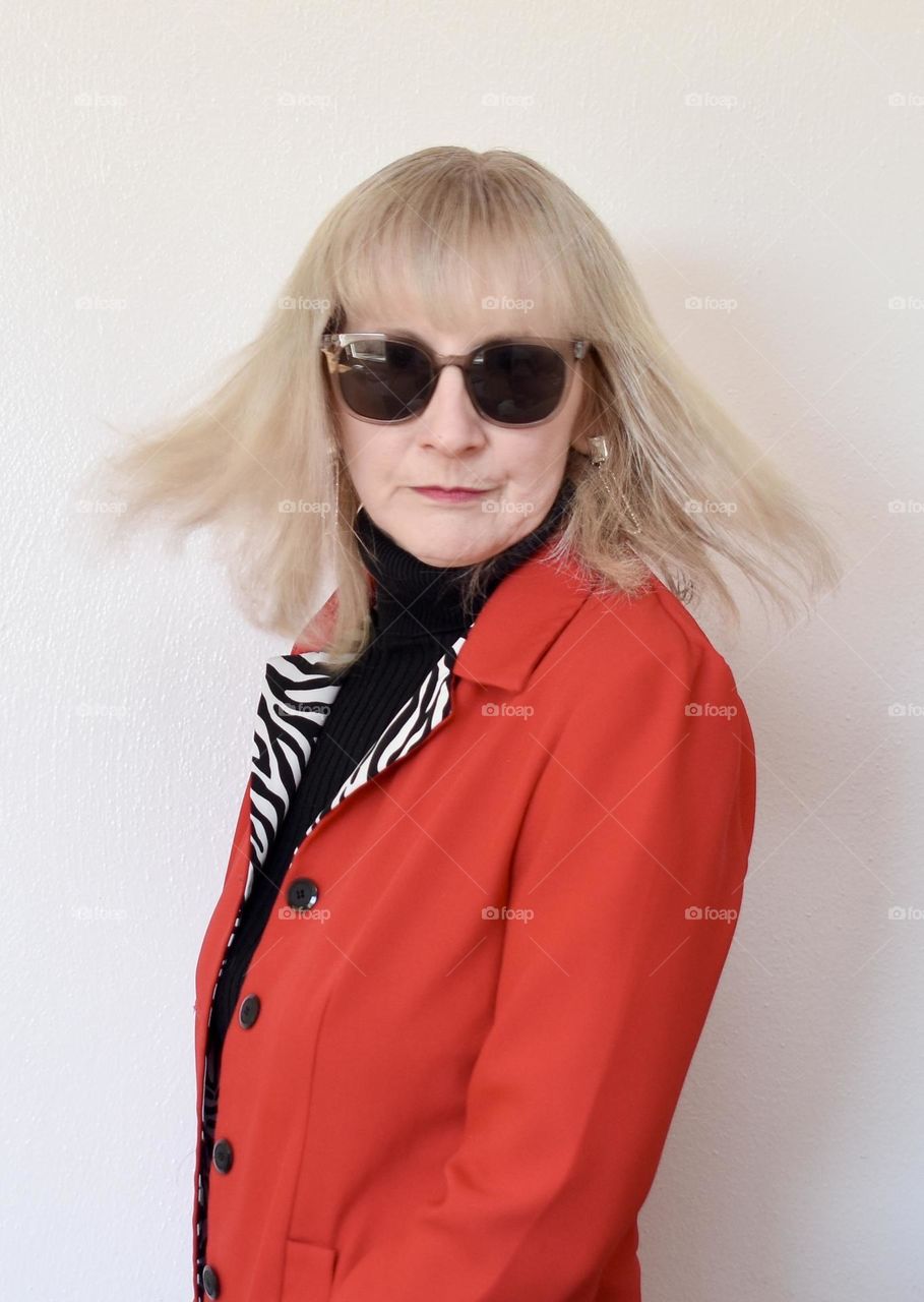 Older woman wearing sunglasses 