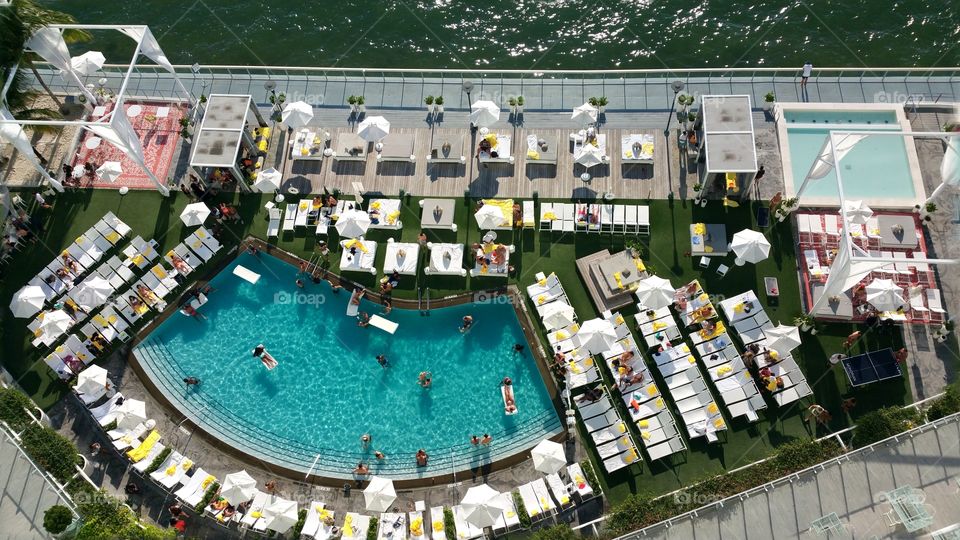 Poolside view from the 16th floor PH at the Mondrian resort hotel South Beach