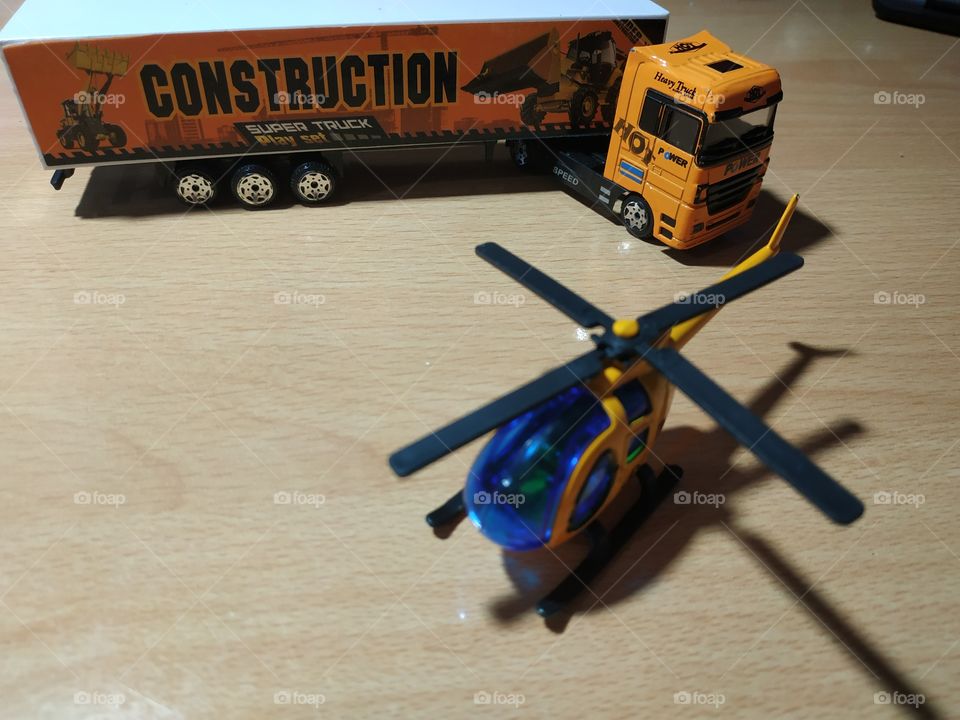 truck model car & helicopter