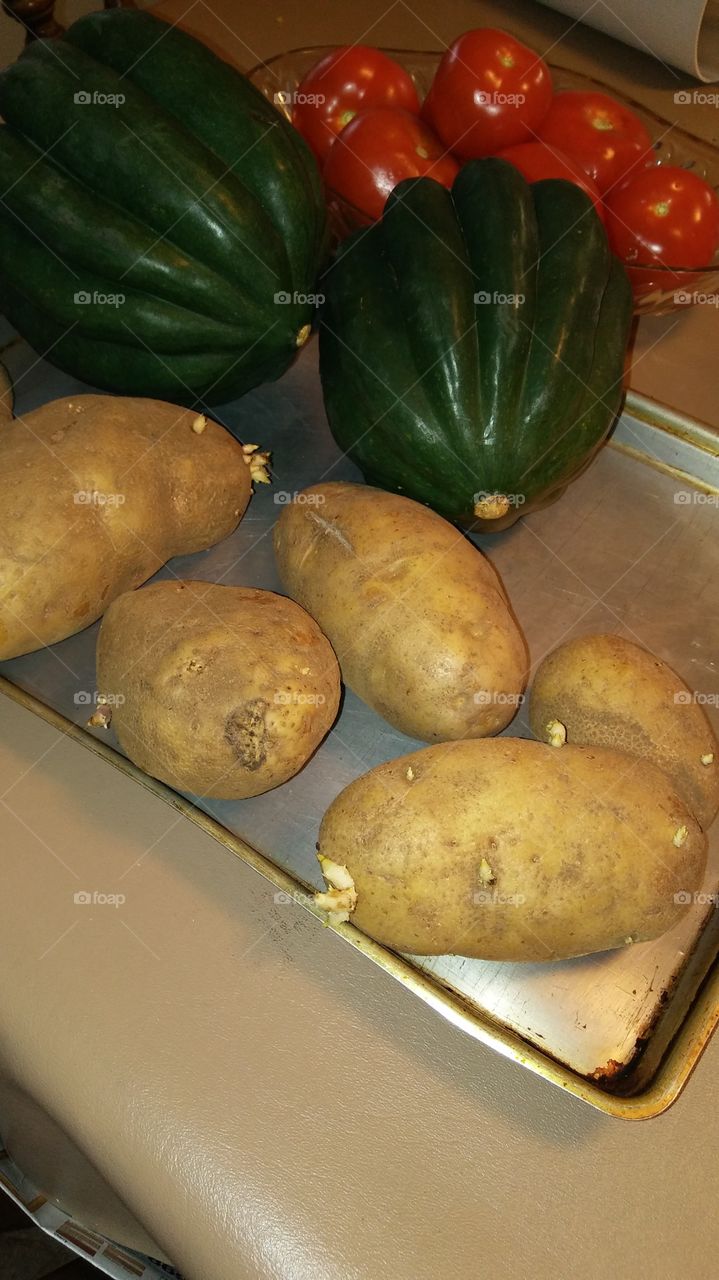 Acorn Squash, Tomatoes, & Potatoes