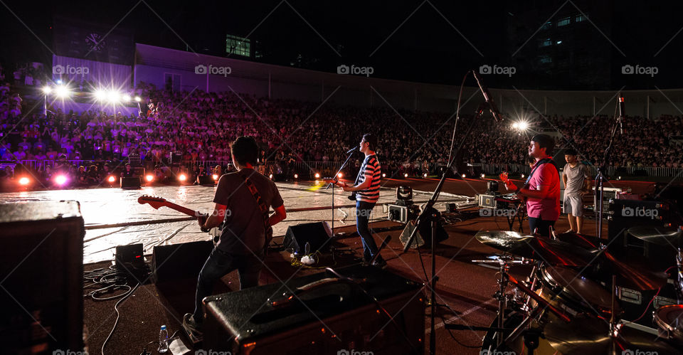 Musical band performance in the stadium 