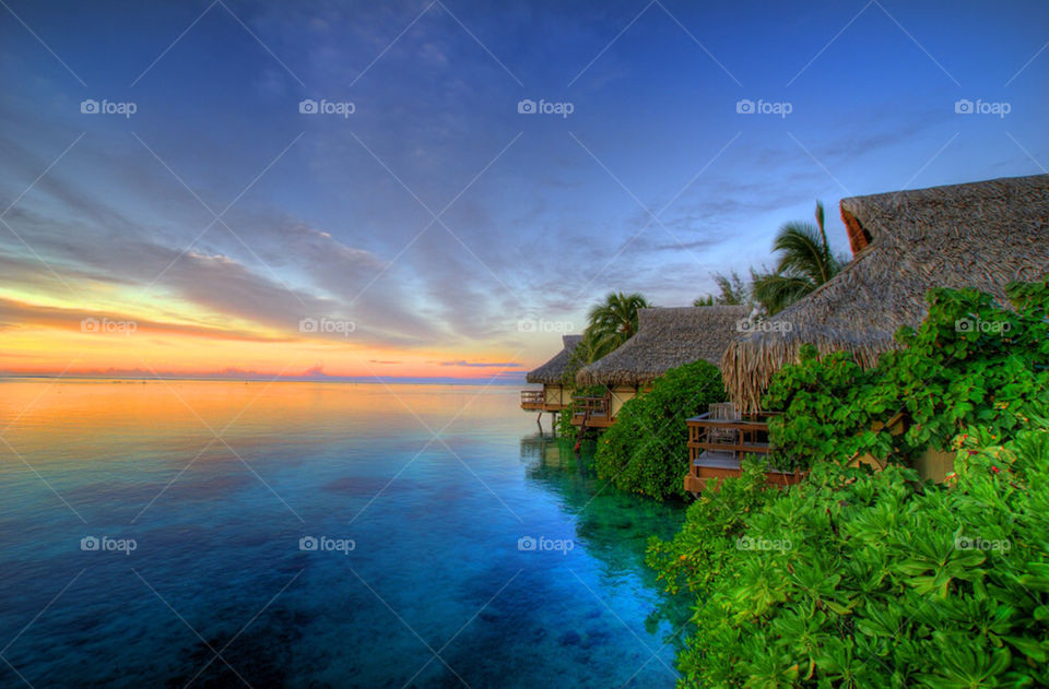 sunset pacific french tahiti by binaryblogger