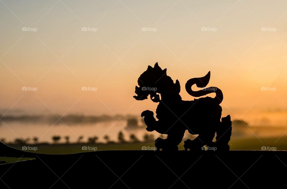Silhouette of Thai lion (Singha)