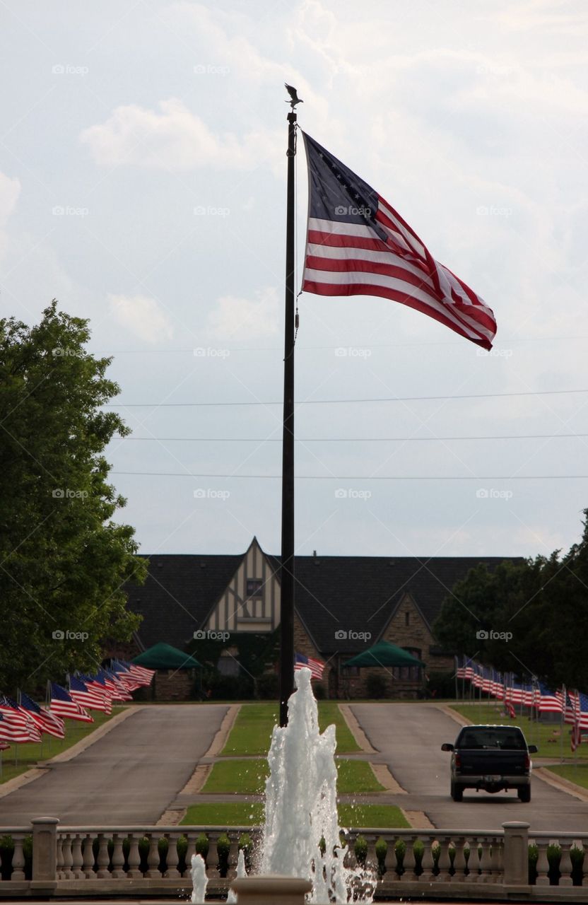 Row of American flags