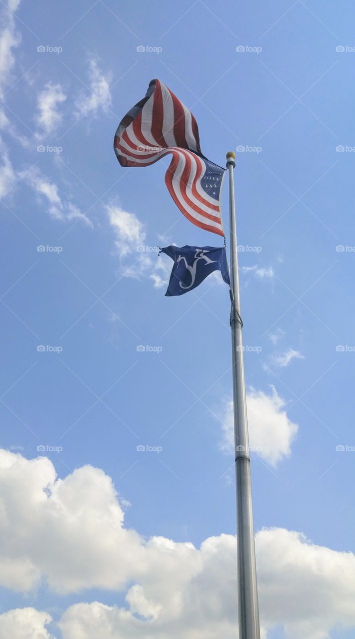 USA flag and the Kansas City Royals
