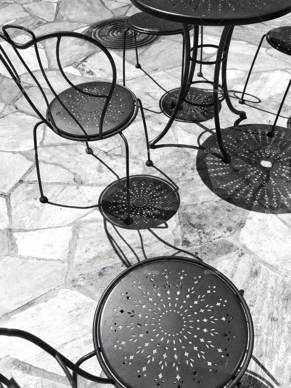 Close-up of metal chairs