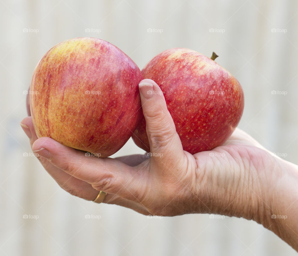 Red apples in a woman's hand