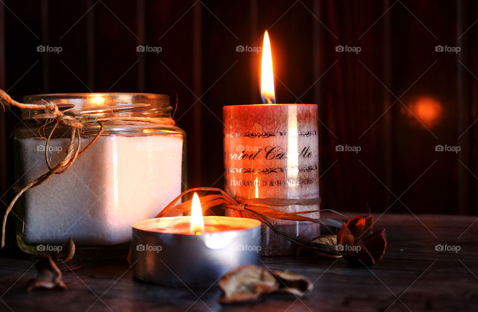 Candle lights on the table