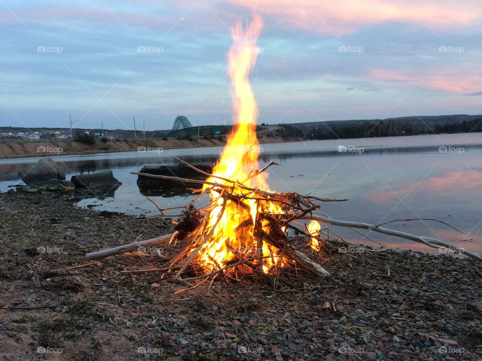 Beach bonfire